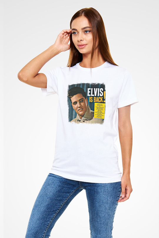 Elvis Presley Baskılı Unisex Beyaz Tişört