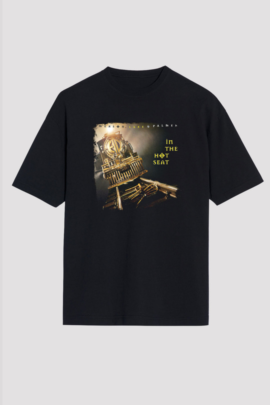 Emerson,Lake and Palmer Baskılı Unisex Siyah Oversize Tişört