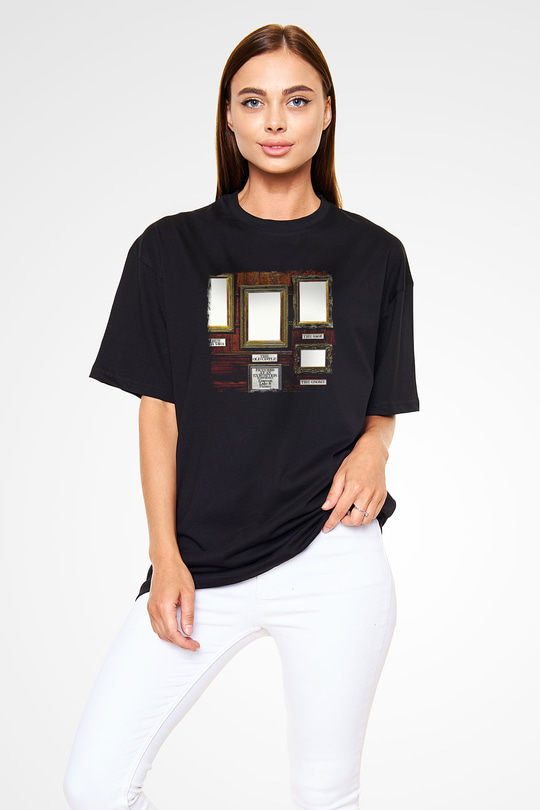 Emerson,Lake and Palmer Baskılı Unisex Siyah Oversize Tişört