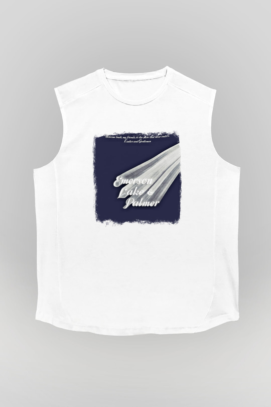 Emerson,Lake and Palmer Baskılı Unisex Beyaz Kolsuz Tişört