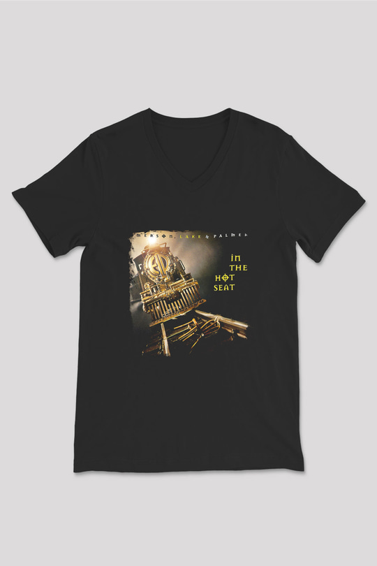 Emerson,Lake and Palmer Baskılı Unisex Siyah V Yaka Tişört