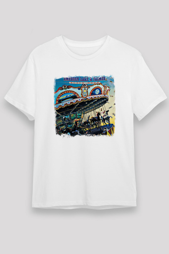 Emerson,Lake and Palmer Baskılı Unisex Beyaz Tişört