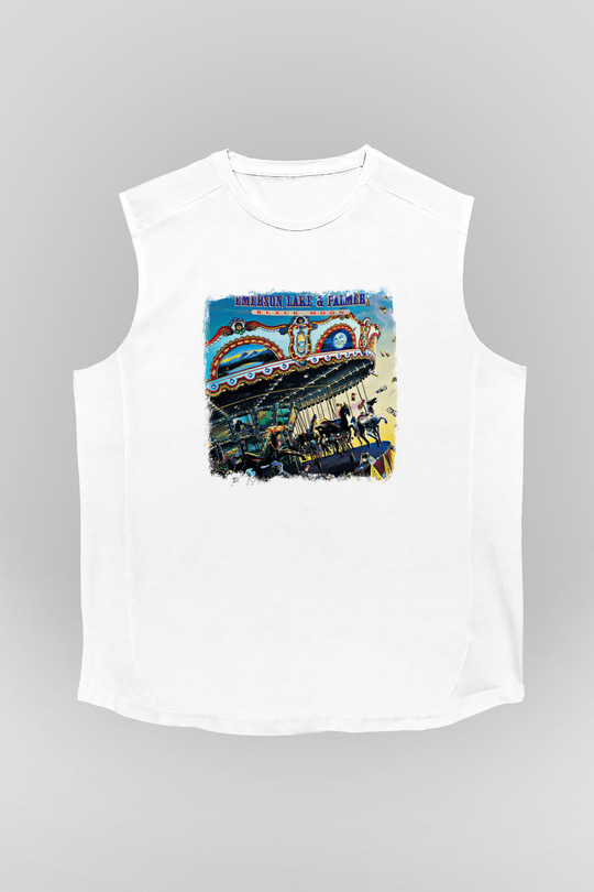 Emerson,Lake and Palmer Baskılı Unisex Beyaz Kolsuz Tişört