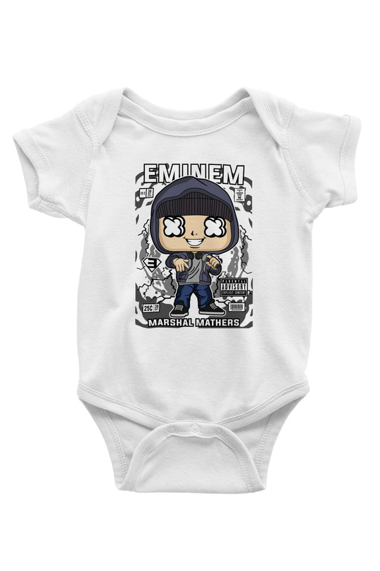 Eminem 8 Mile Baskılı Unisex Beyaz Bebek Body - Zıbın