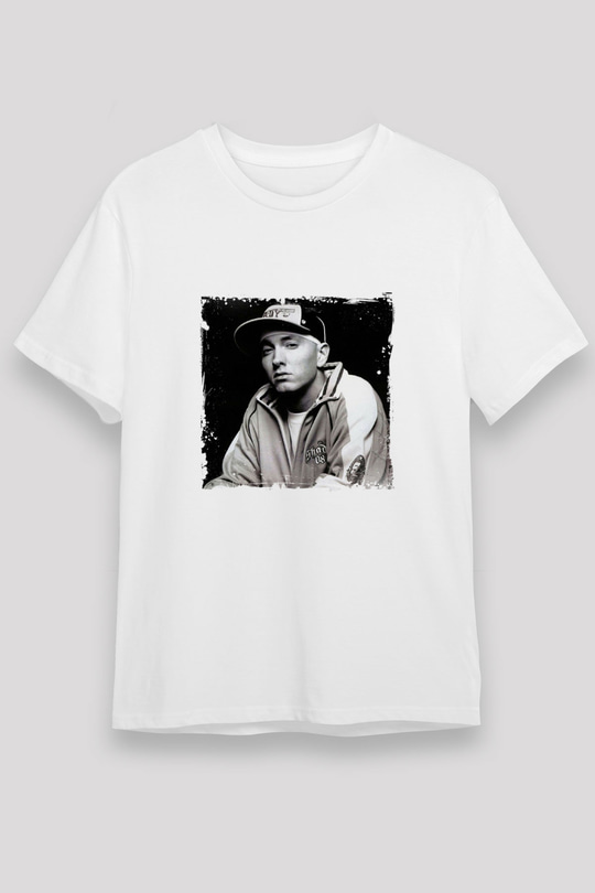 Eminem Baskılı Unisex Beyaz Tişört