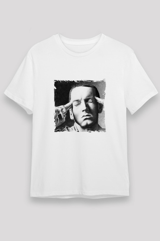 Eminem Baskılı Unisex Beyaz Tişört