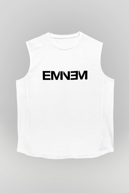 Eminem Beyaz Unisex Kolsuz Tişört