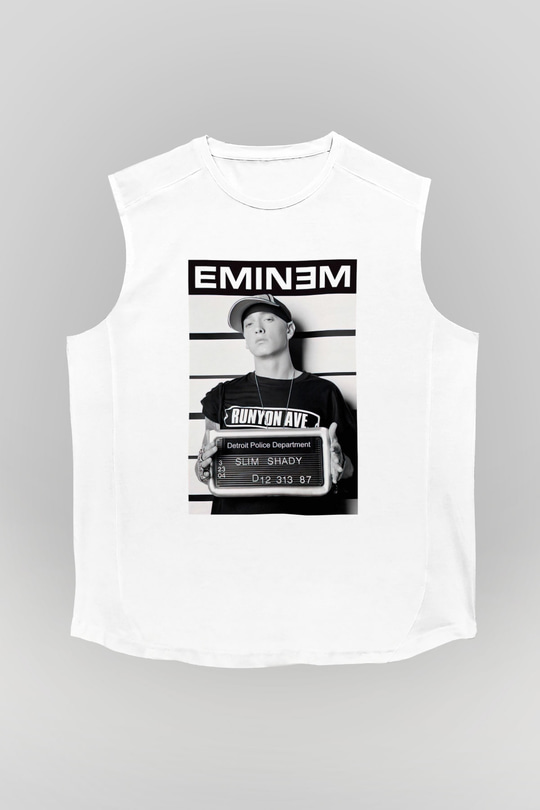 Eminem Beyaz Unisex Kolsuz Tişört