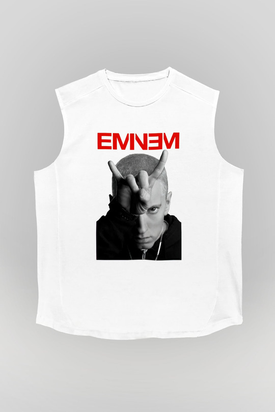 Eminem Beyaz Unisex Kolsuz Tişört