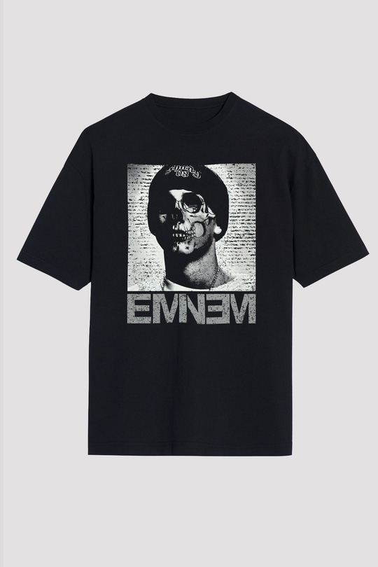 Eminem Siyah Unisex Oversize Tişört T-Shirt