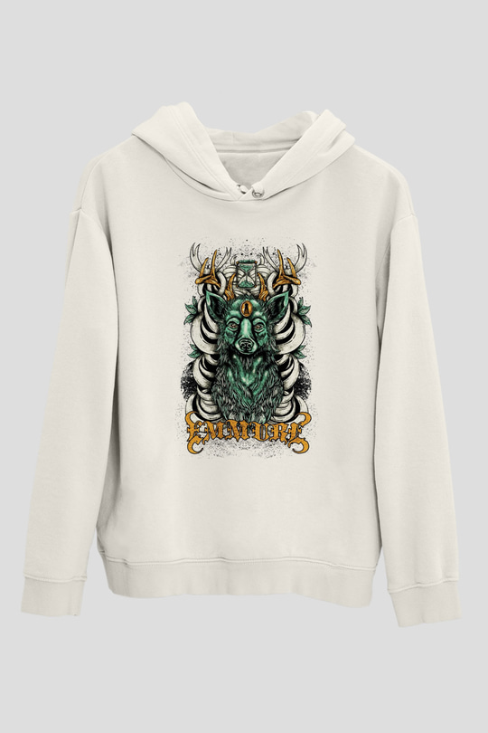 Emmure Beyaz Unisex Kapşonlu Sweatshirt