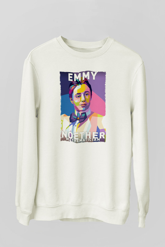 Emmy Noether Baskılı Unisex Ekru Sweatshirt