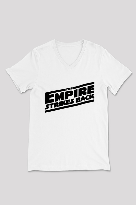 Empire Strikes Back Beyaz Unisex V Yaka Tişört