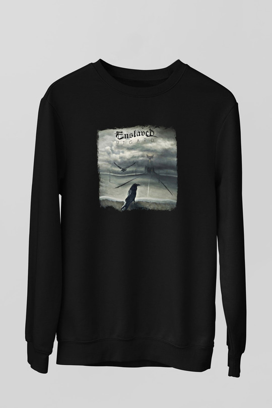 Enslaved Baskılı Unisex Siyah Sweatshirt