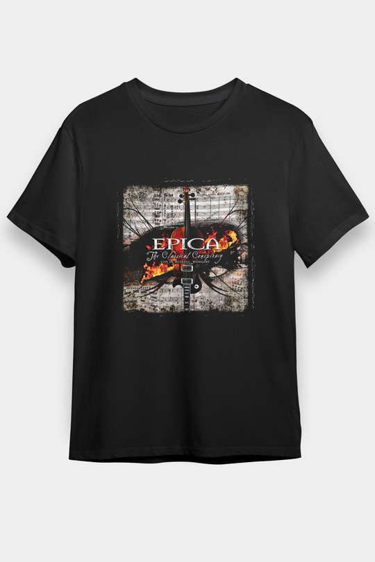 Epica Baskılı Unisex Siyah Tişört