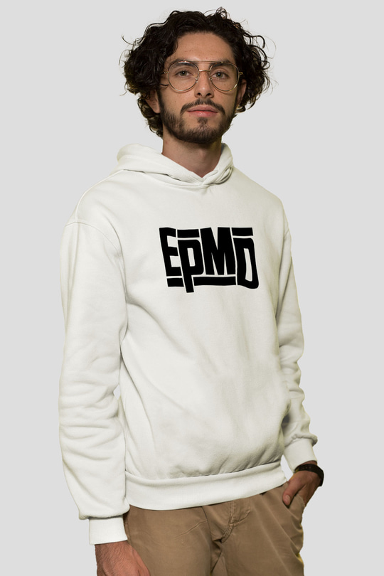 EPMD Beyaz Unisex Kapüşonlu Sweatshirt