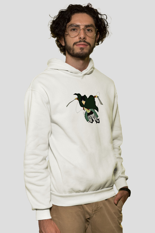 Eren Jaeger Baskılı Beyaz Unisex Hoodie