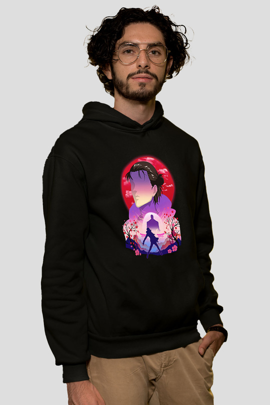 Eren Jaeger Baskılı Unisex Siyah Hoodie