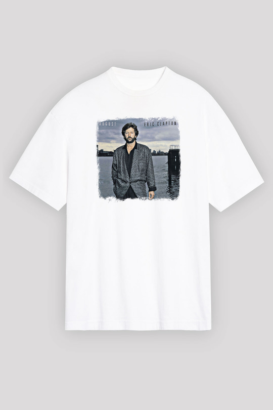 Eric Clapton Baskılı Unisex Beyaz Oversize Tişört