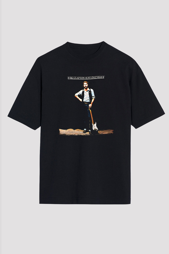 Eric Clapton Baskılı Unisex Siyah Oversize Tişört