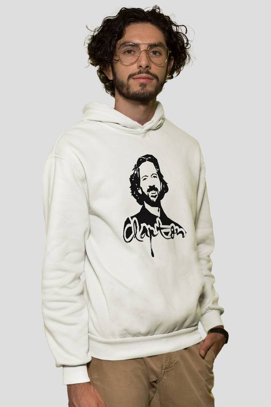 Eric Clapton Beyaz Unisex Kapşonlu Sweatshirt