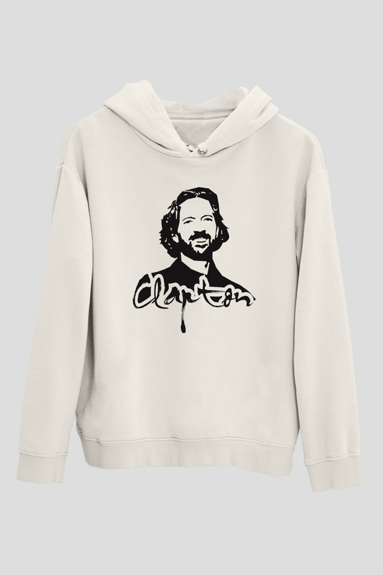Eric Clapton Beyaz Unisex Kapşonlu Sweatshirt