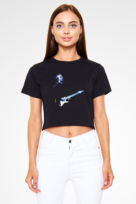 Eric Clapton Siyah Crop Top Tişört