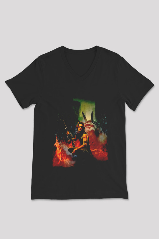 Escape from New York Siyah Unisex  V Yaka Tişört
