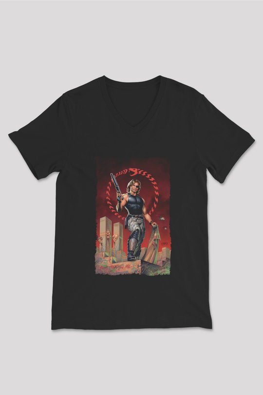 Escape from New York Siyah Unisex  V Yaka Tişört