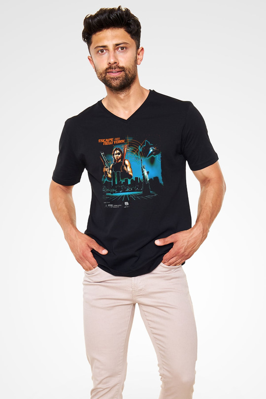Escape from New York Siyah Unisex  V Yaka Tişört