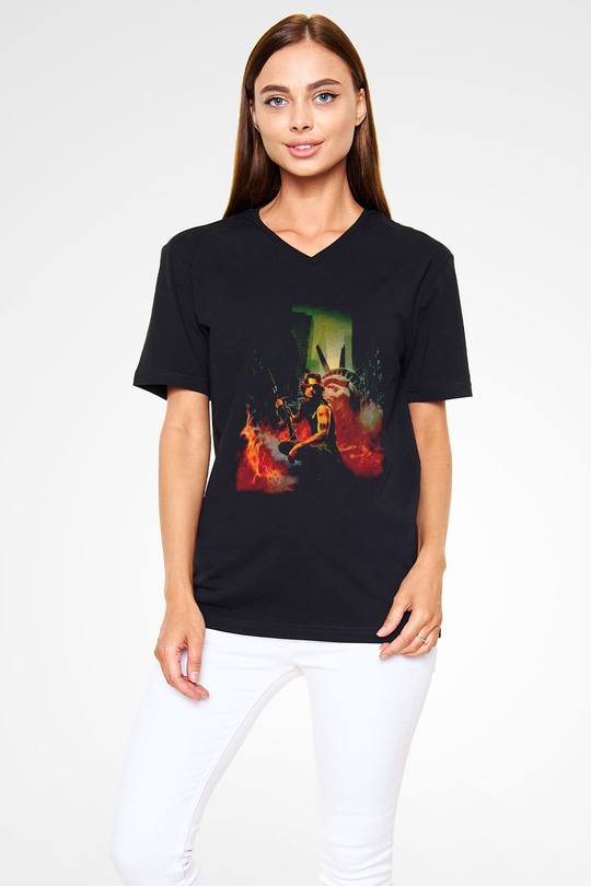Escape from New York Siyah Unisex  V Yaka Tişört