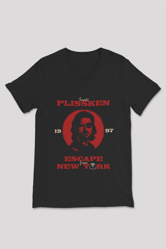 Escape from New York Siyah Unisex  V Yaka Tişört