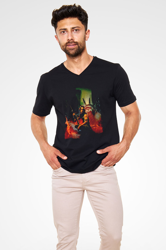 Escape from New York Siyah Unisex  V Yaka Tişört