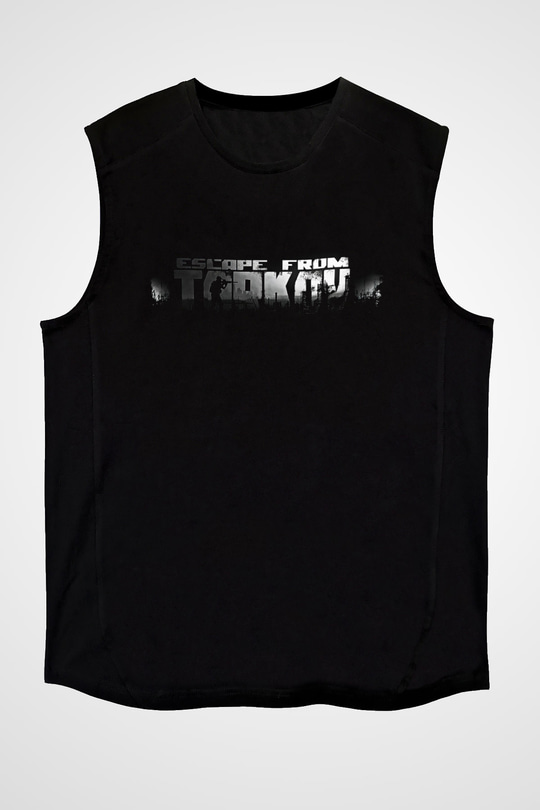 Escape From Tarkov Baskılı Unisex Siyah Kolsuz Tişört - Tshirt