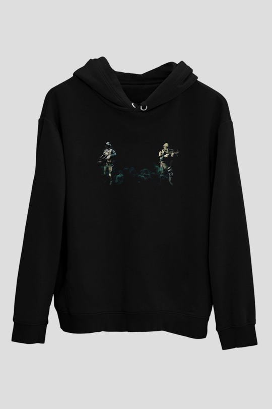 Escape From Tarkov Baskılı Unisex Siyah Kapüşonlu Sweatshirt