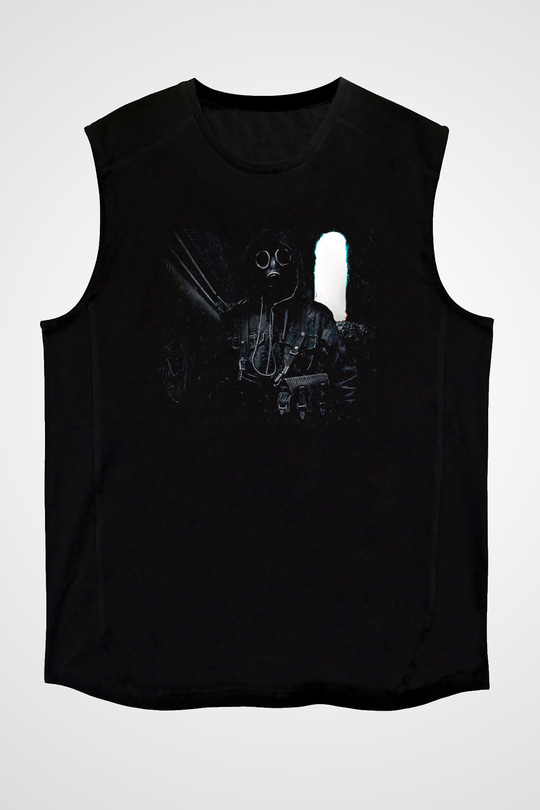 Escape From Tarkov Baskılı Unisex Siyah Kolsuz Tişört - Tshirt