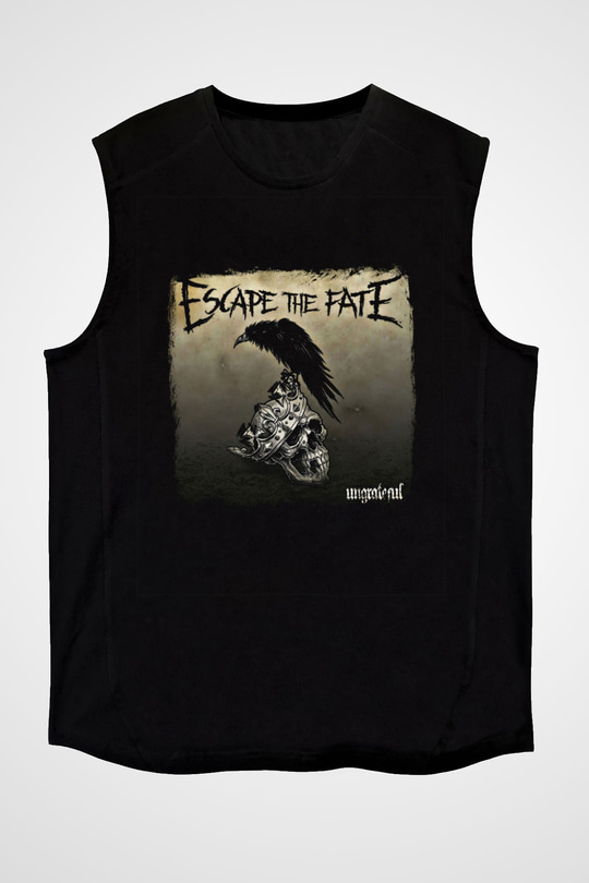 Escape The Fate Baskılı Unisex Siyah Kolsuz Tişört
