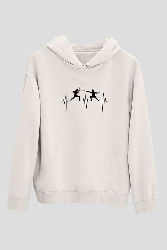 Eskrim Baskılı Unisex Ekru Hoodie