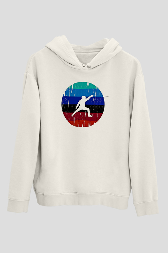 Eskrim Baskılı Unisex Ekru Hoodie