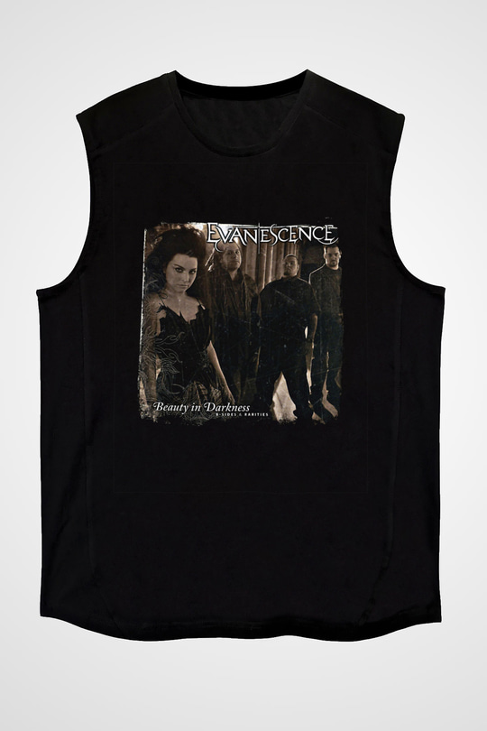 Evanescence Baskılı Unisex Siyah Kolsuz Tişört
