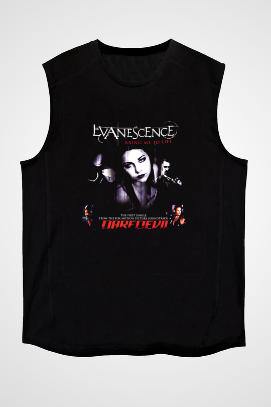 Evanescence Baskılı Unisex Siyah Kolsuz Tişört