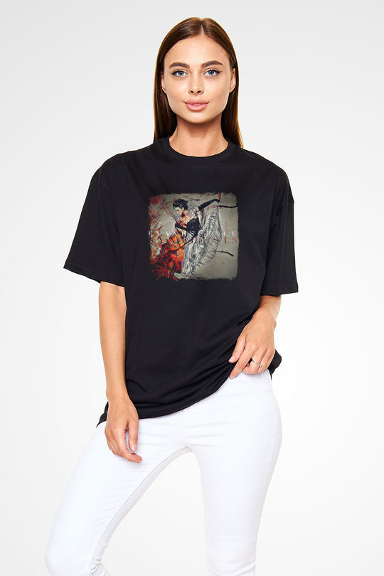 Evanescence Baskılı Unisex Siyah Oversize Tişört