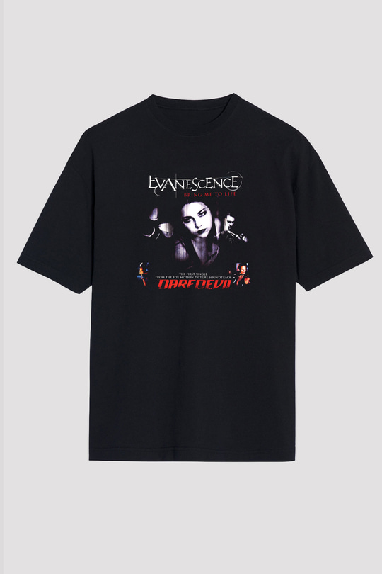 Evanescence Baskılı Unisex Siyah Oversize Tişört