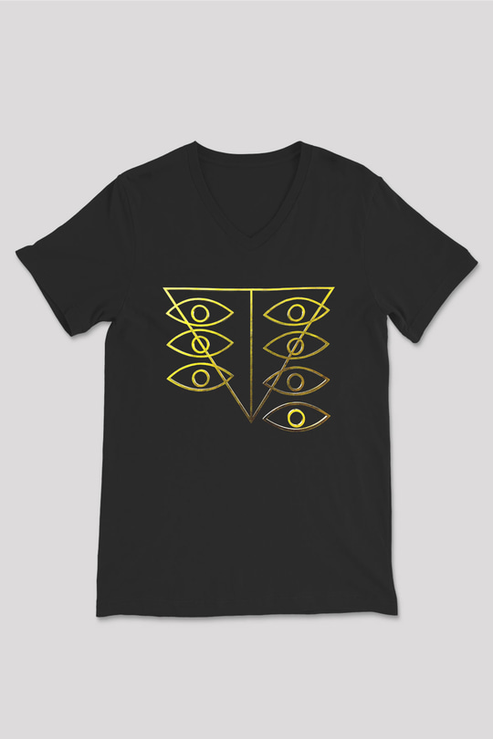 Evangelion Baskılı Unisex Siyah V Yaka Tişört - Tshirt