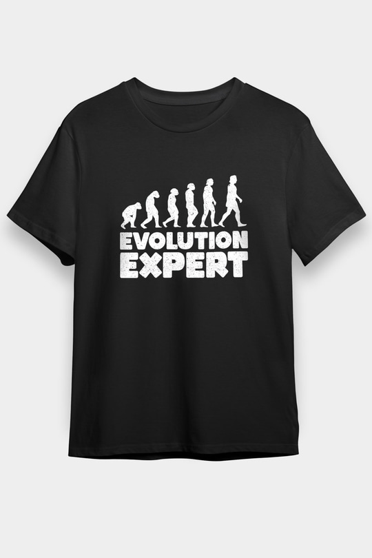 Evrim Biyoloji Baskılı Unisex Siyah Tişört - Tshirt