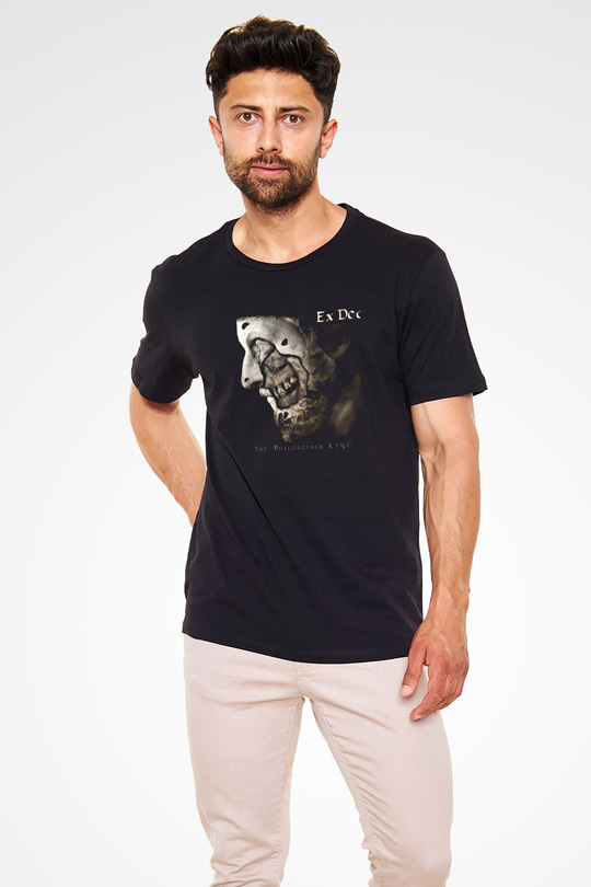 Ex Deo Baskılı Unisex Siyah Tişört