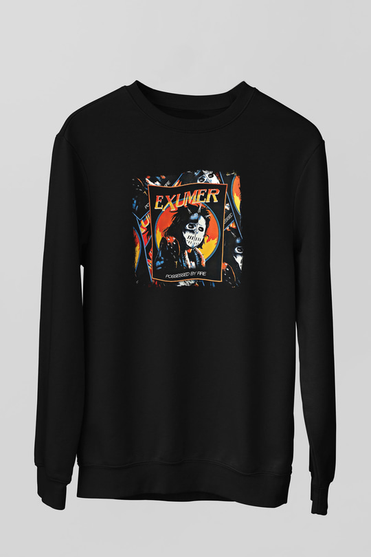 Exumer Baskılı Unisex Siyah Sweatshirt