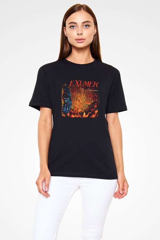 Exumer Baskılı Unisex Siyah Tişört