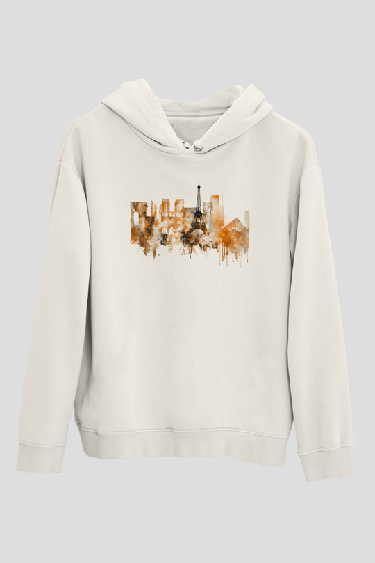 Eyfel Kulesi Beyaz Unisex Hoodie