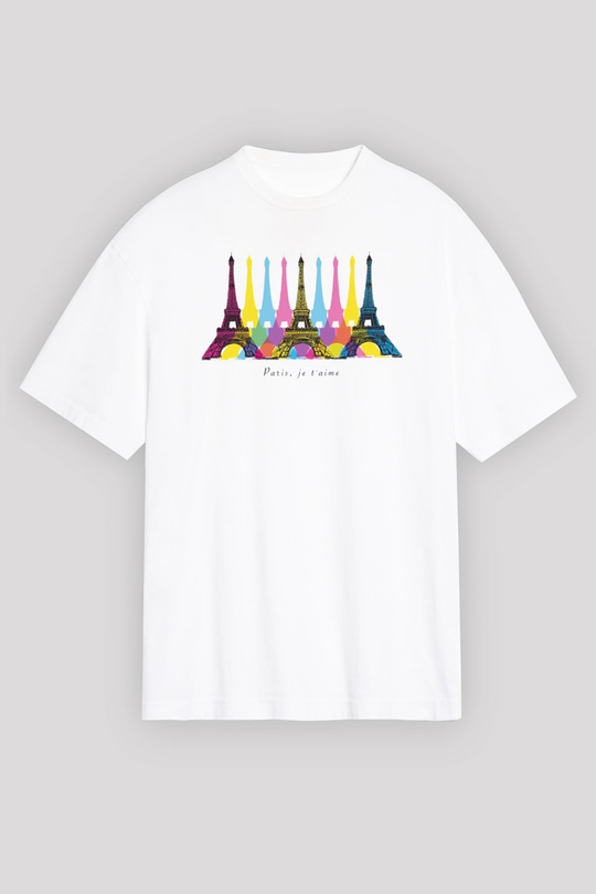 Eyfel Kulesi Beyaz Oversize Tişört Oversize T-shirt - TişörtFabrikası